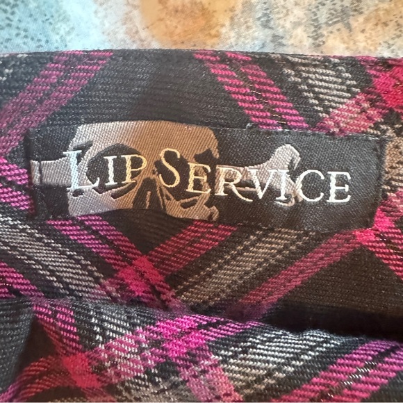 VTG Lip Service Plaid Skirt Sz M (?) Mall Goth Scene Emo Punk Pleated Grommet - Picture 12 of 16